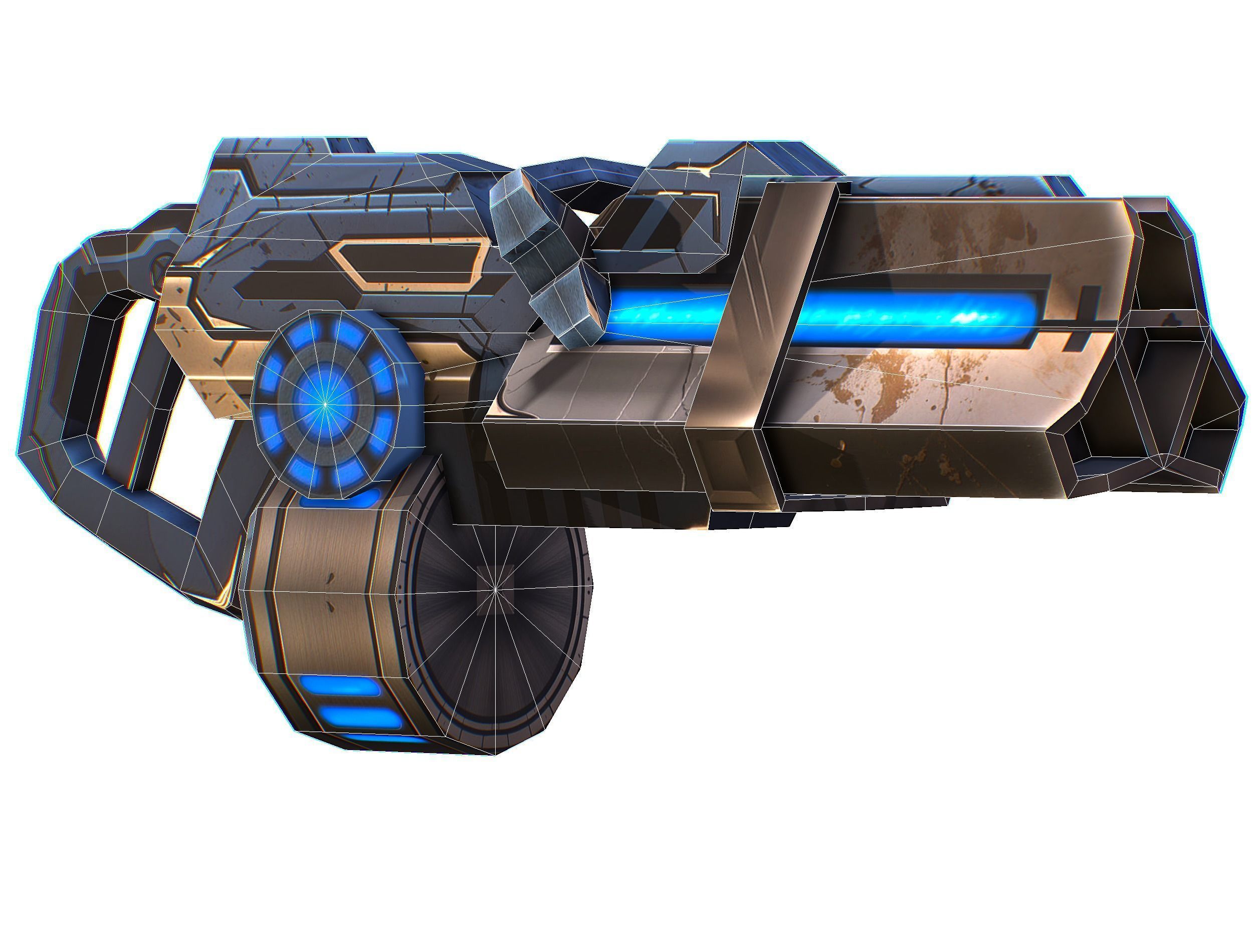 Cartoon Sci-Fi Cyborg Drone Heavy Machine Gunner Low-poly 3D model_72