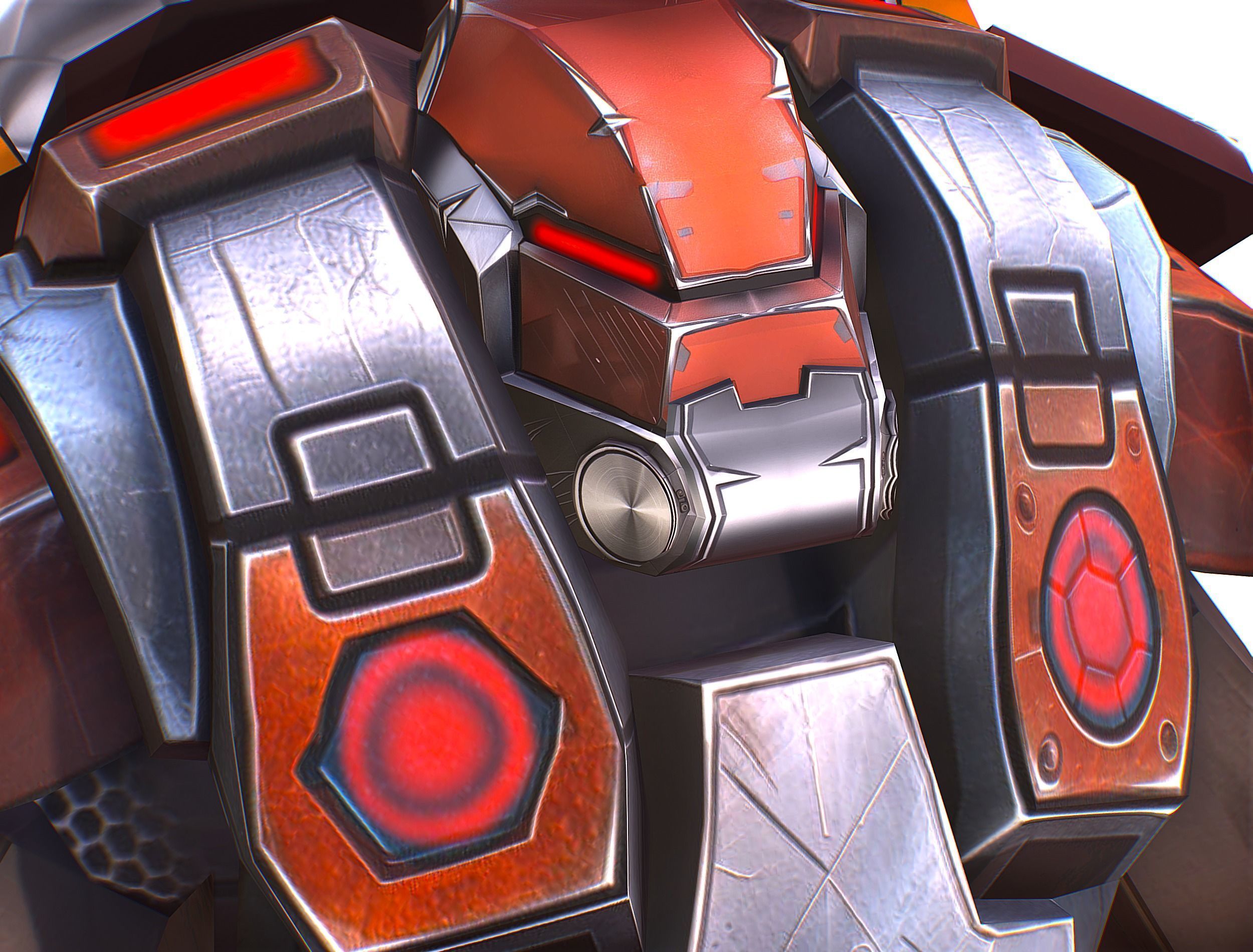 Cartoon Sci-Fi Cyborg Drone Heavy Machine Gunner Low-poly 3D model_33