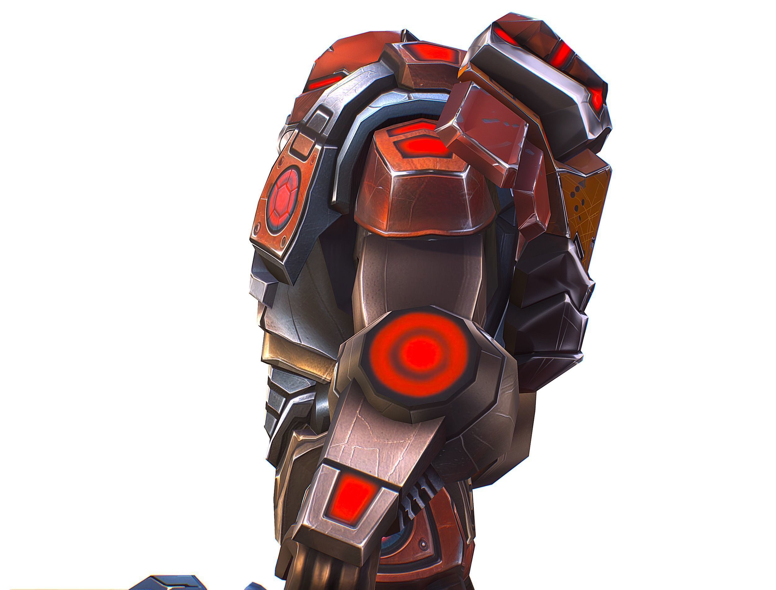 Cartoon Sci-Fi Cyborg Drone Heavy Machine Gunner Low-poly 3D model_32