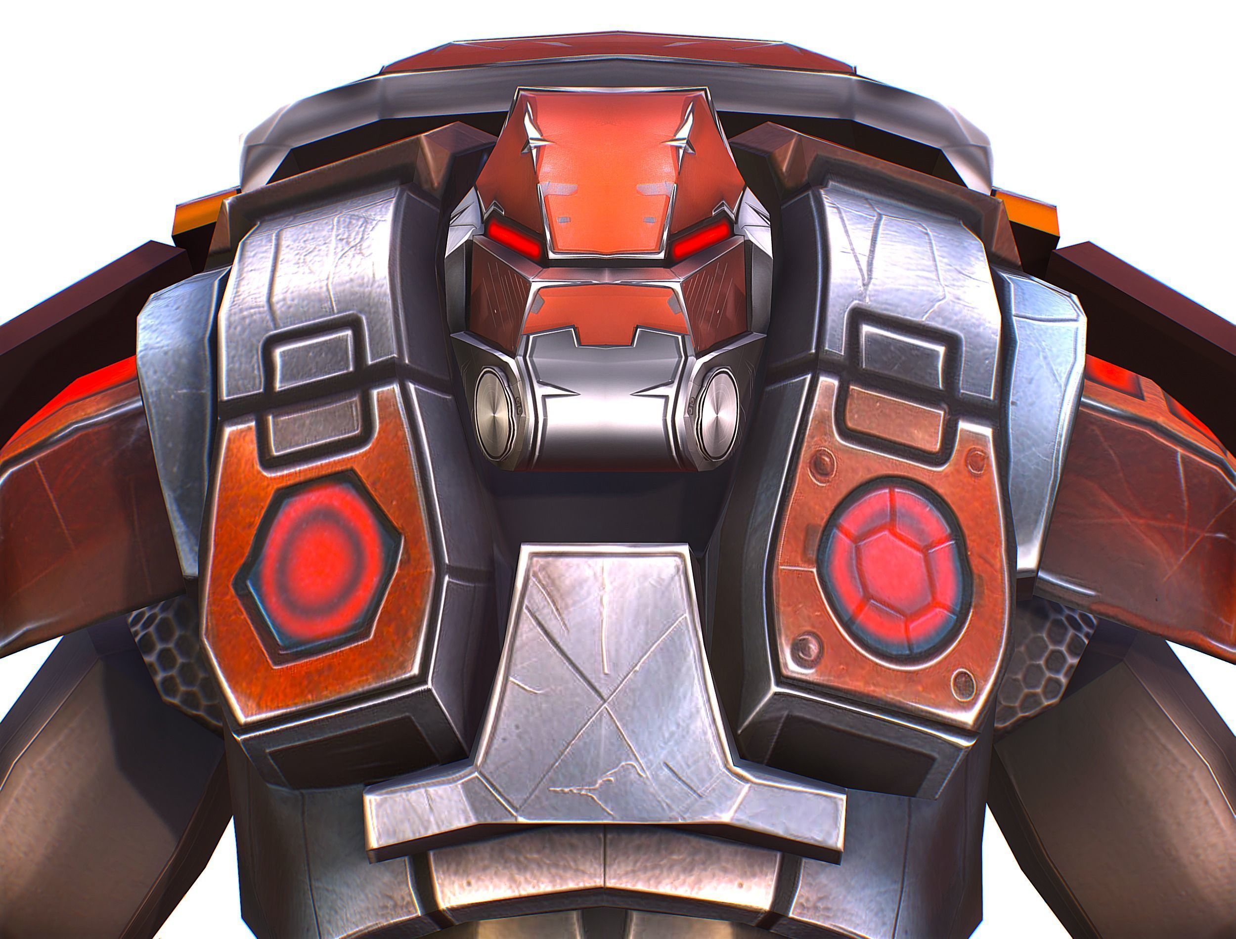 Cartoon Sci-Fi Cyborg Drone Heavy Machine Gunner Low-poly 3D model_17