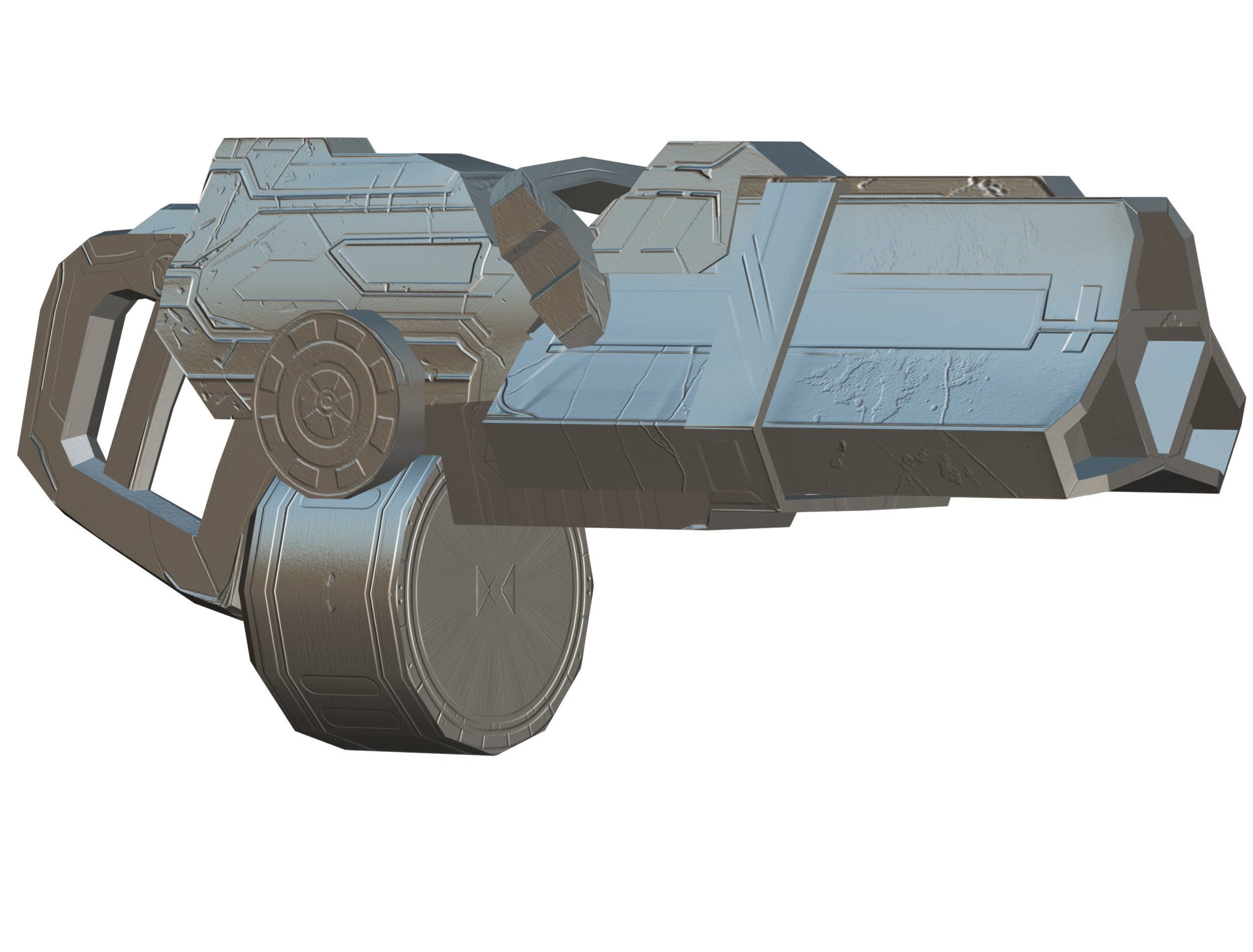 Cartoon Sci-Fi Cyborg Drone Heavy Machine Gunner Low-poly 3D model_74