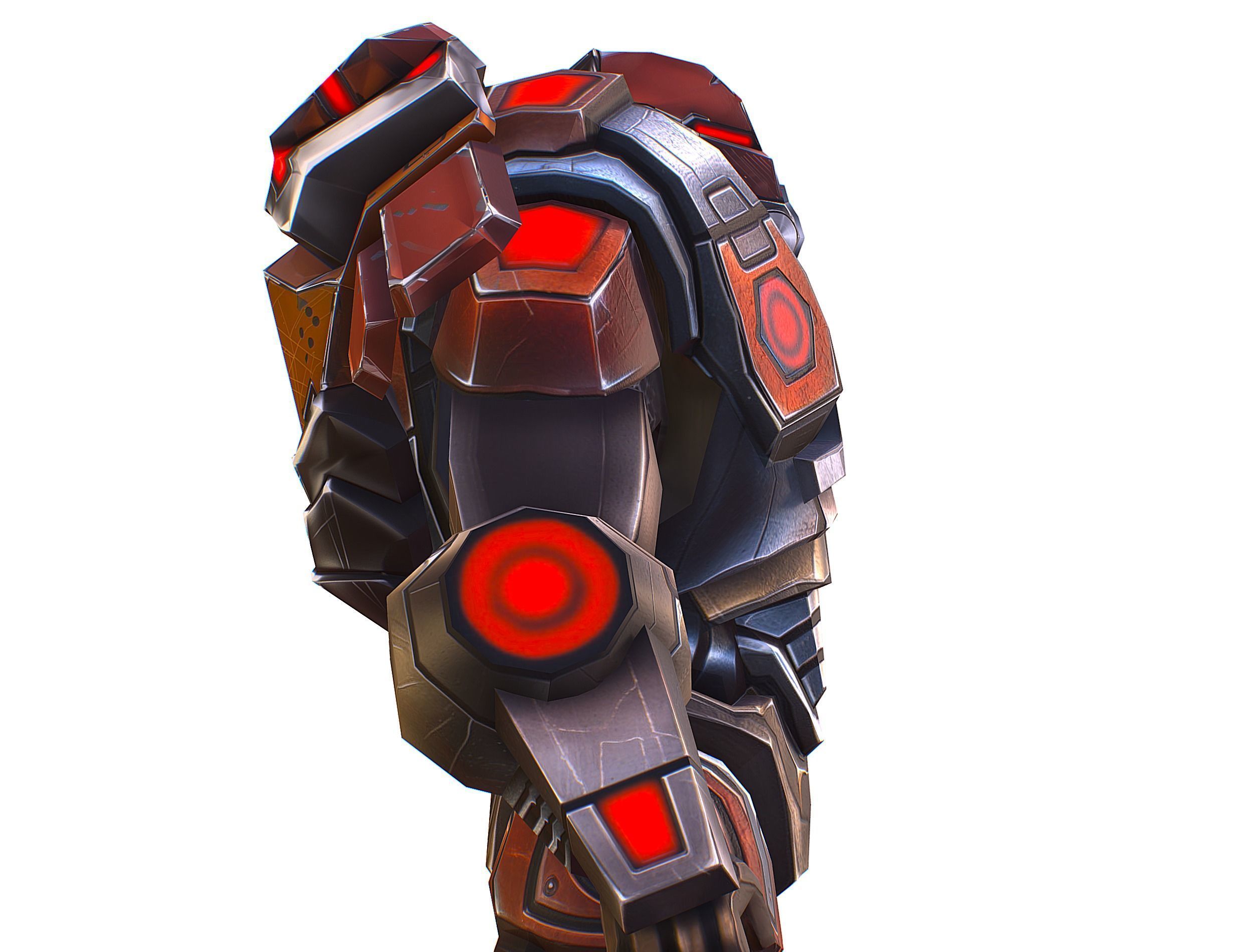 Cartoon Sci-Fi Cyborg Drone Heavy Machine Gunner Low-poly 3D model_31
