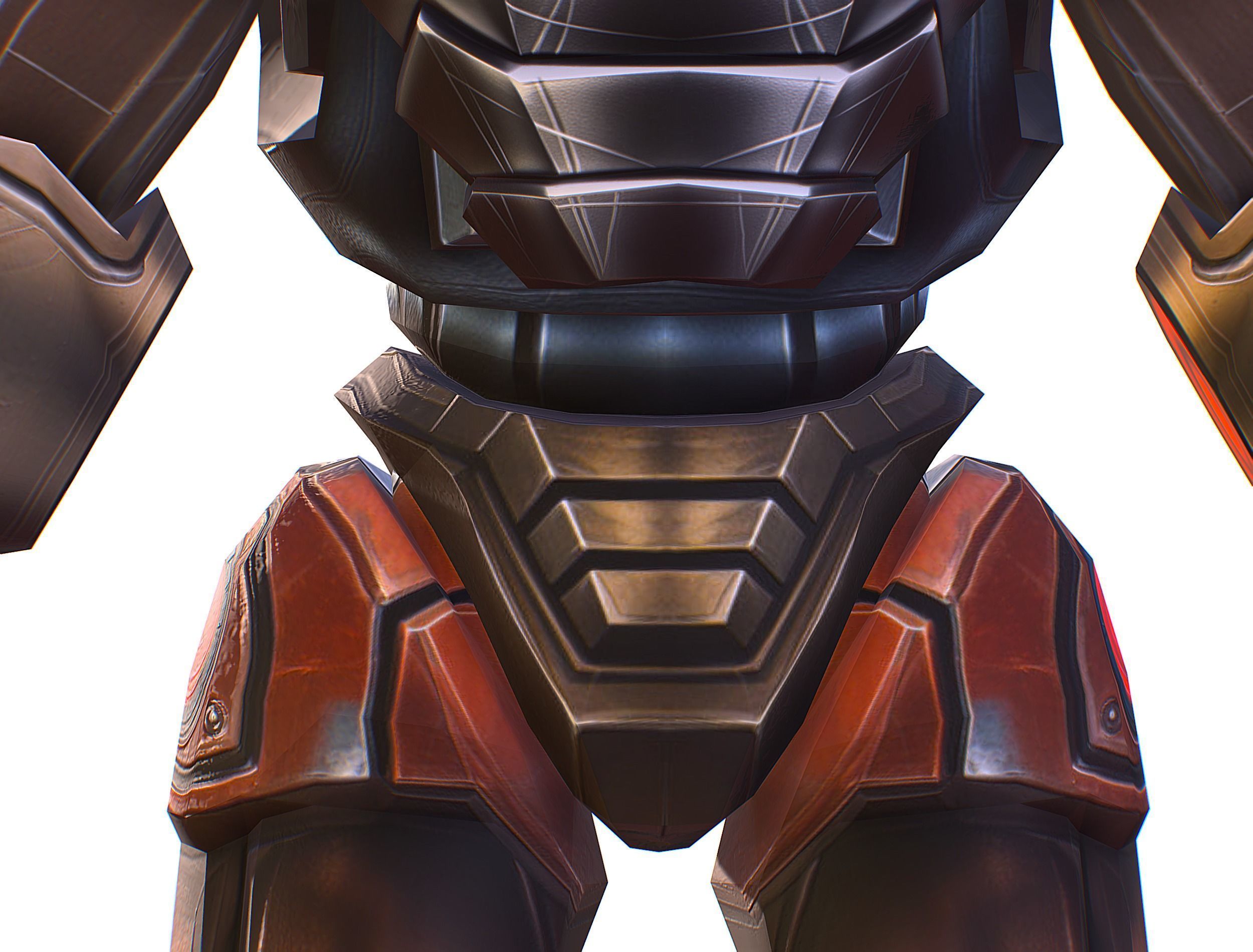 Cartoon Sci-Fi Cyborg Drone Heavy Machine Gunner Low-poly 3D model_25