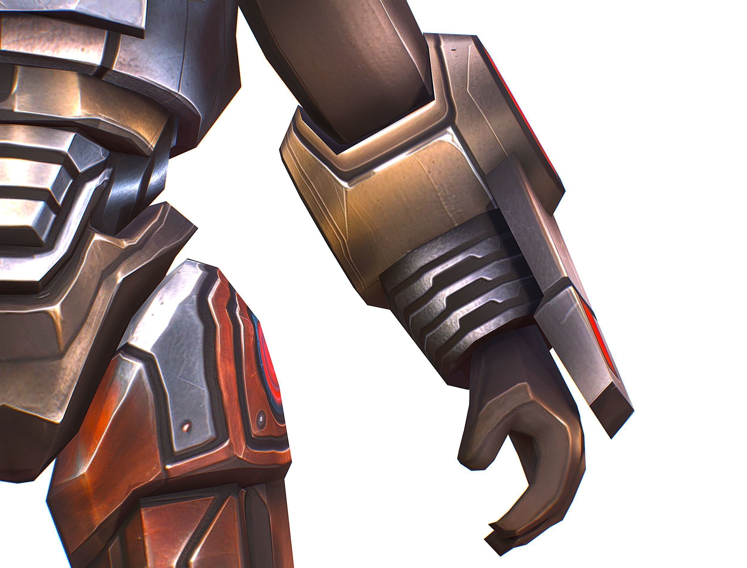 Cartoon Sci-Fi Cyborg Drone Heavy Machine Gunner Low-poly 3D model_20