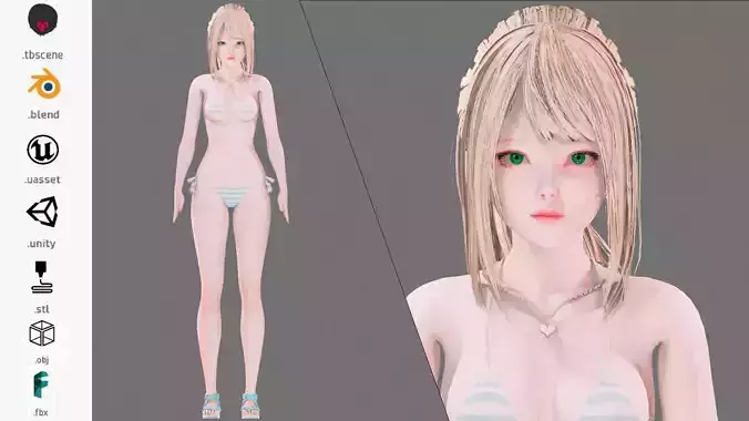 Bikini 0004 - UE5 - Unity - Blender - Animated Low-poly 3D model