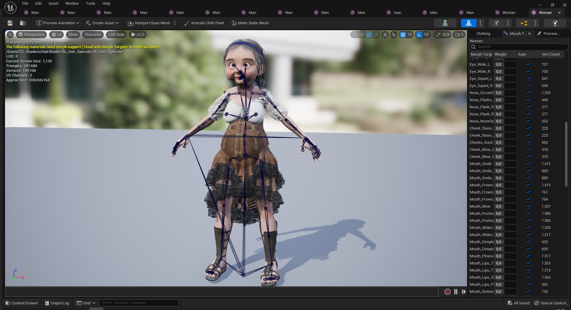 Farm Elderly Woman with Traditional Outfit Low-poly 3D model_29