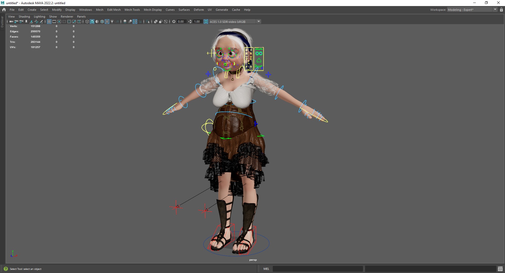 Farm Elderly Woman with Traditional Outfit Low-poly 3D model_24