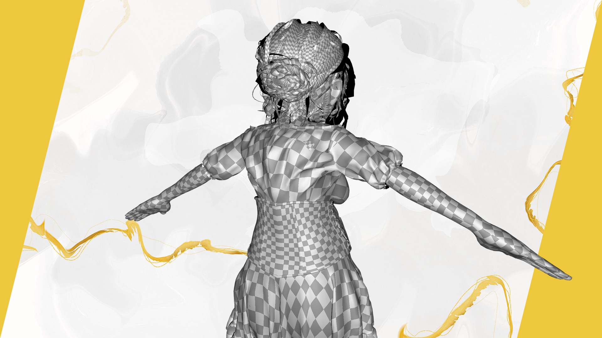 Farm Elderly Woman with Traditional Outfit Low-poly 3D model_31