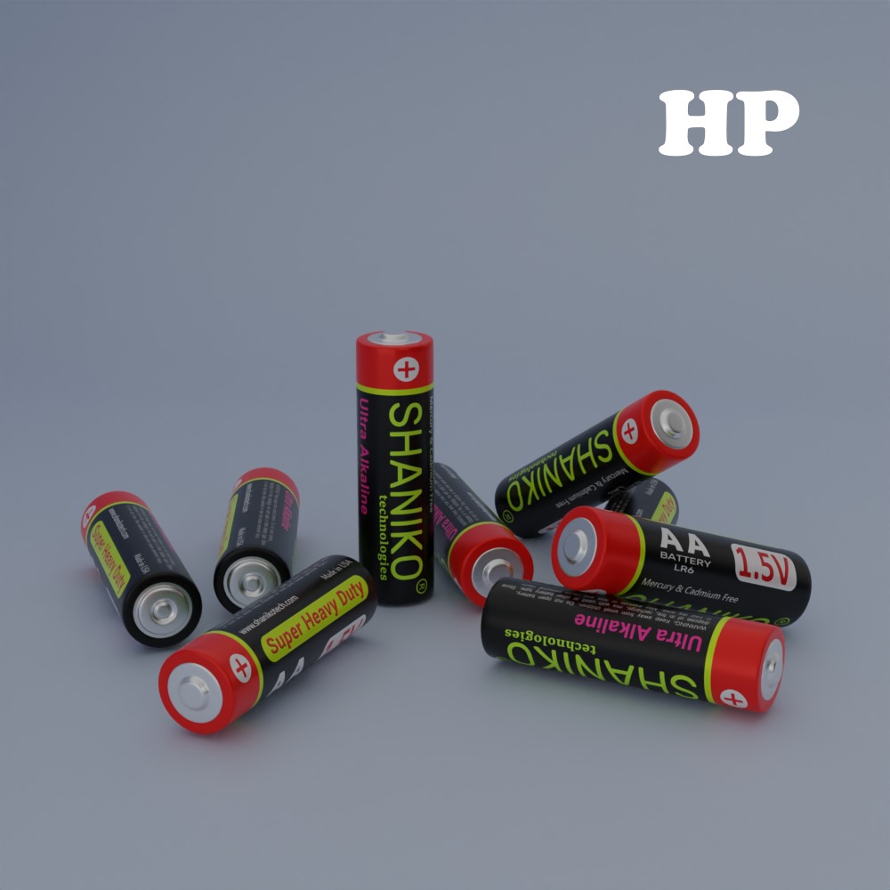 AA Battery Low-poly 3D model_4