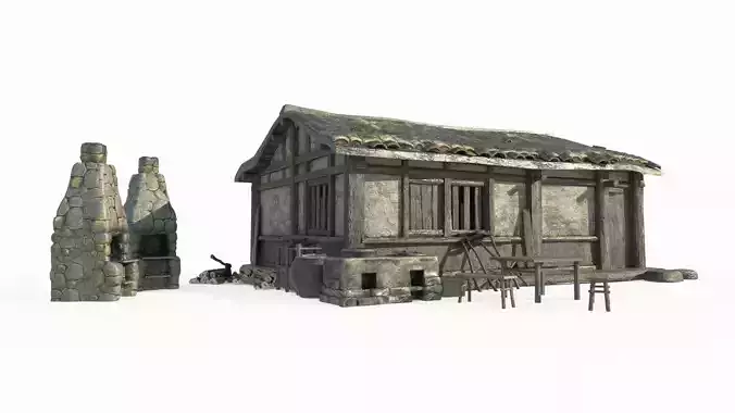 Asian ancient workshop blacksmith shop