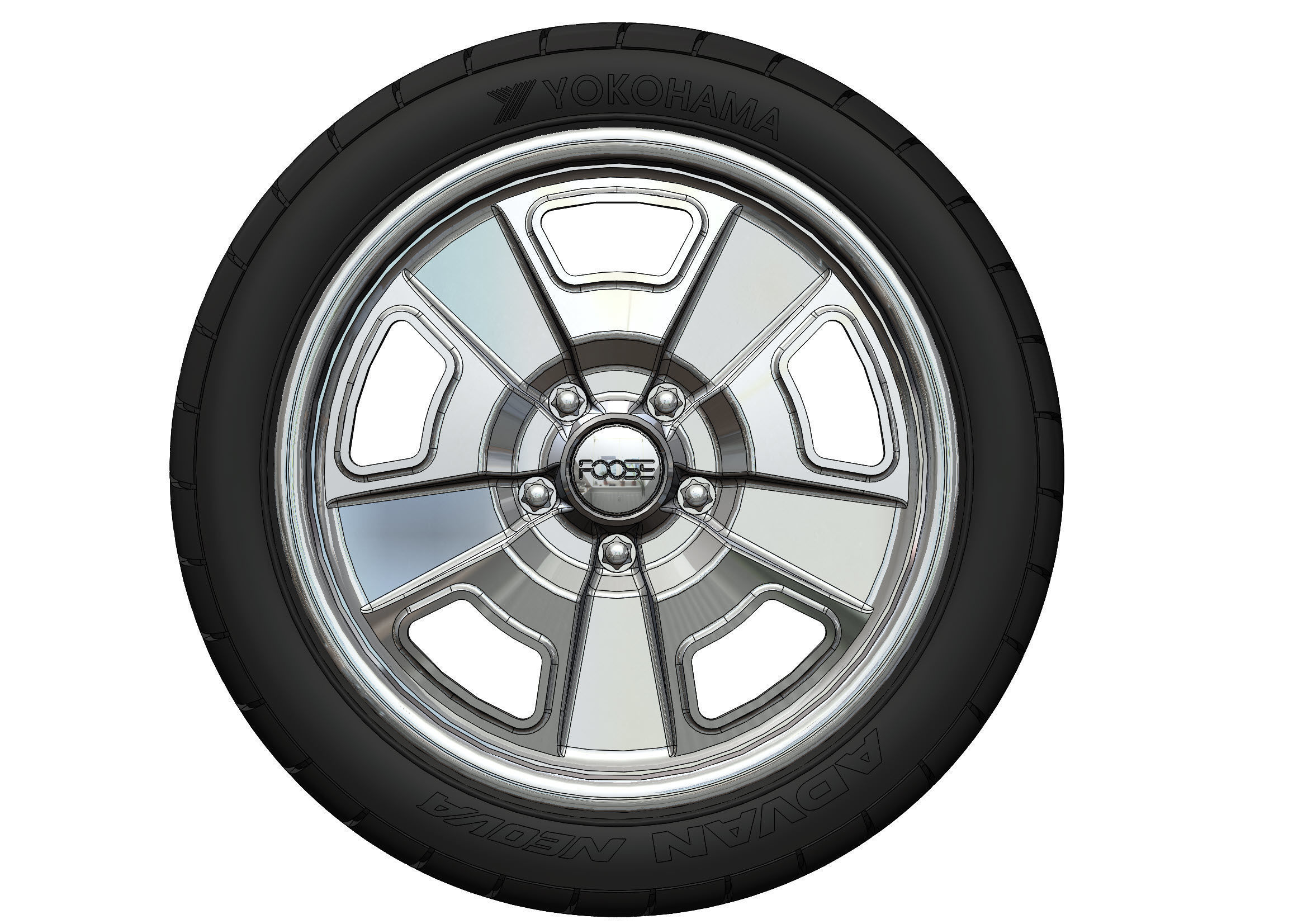 Custom wheels Foose Four42 for your scale model 3D print model_6