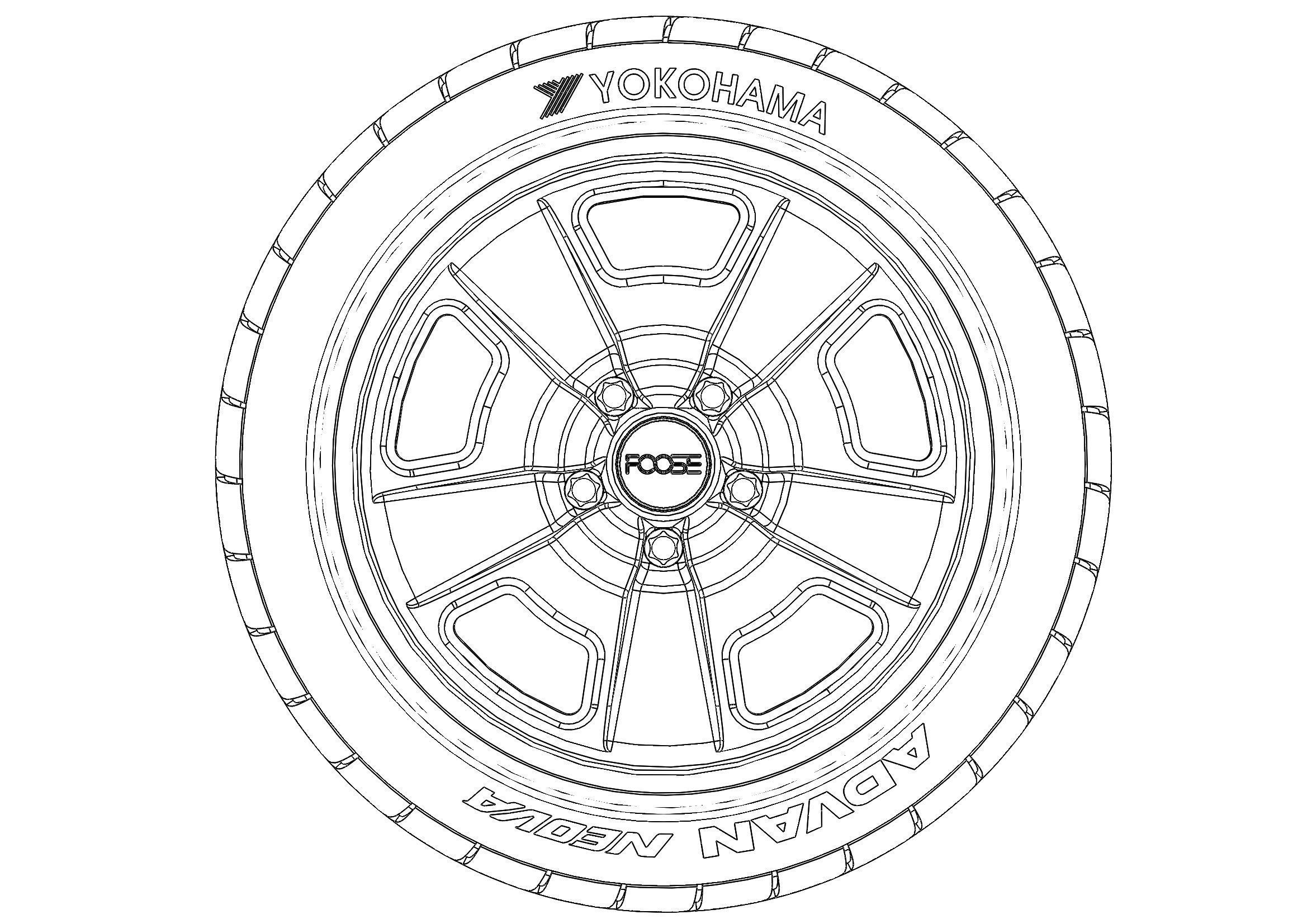 Custom wheels Foose Four42 for your scale model 3D print model_7