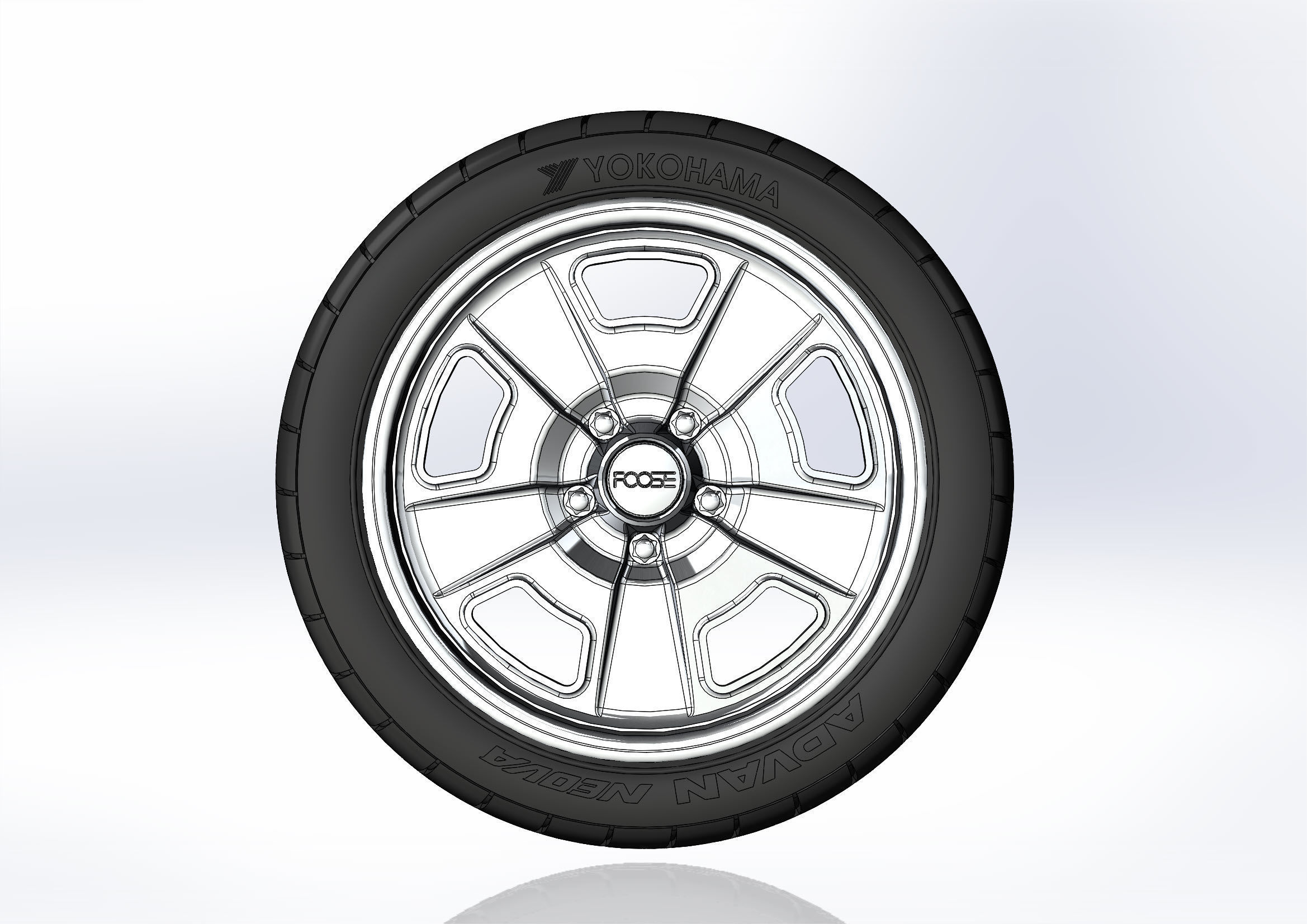 Custom wheels Foose Four42 for your scale model 3D print model_5