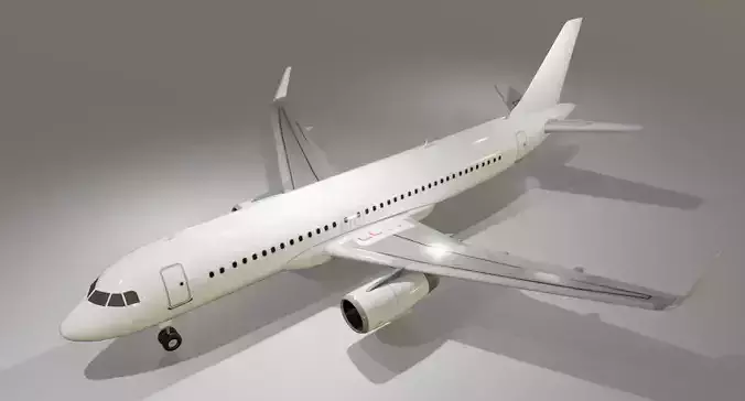 Airbus a320-232 plain livery low poly 3d model Low-poly 3D model