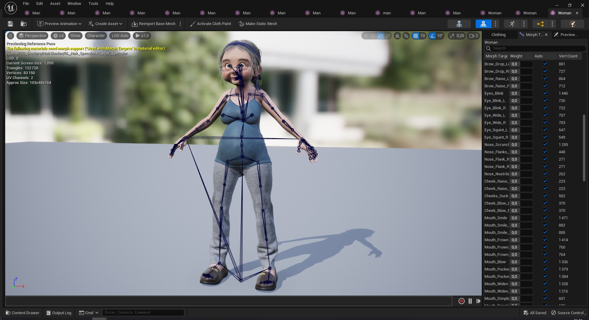 Cartoon old woman with casual clothes and glasses Low-poly 3D model_28