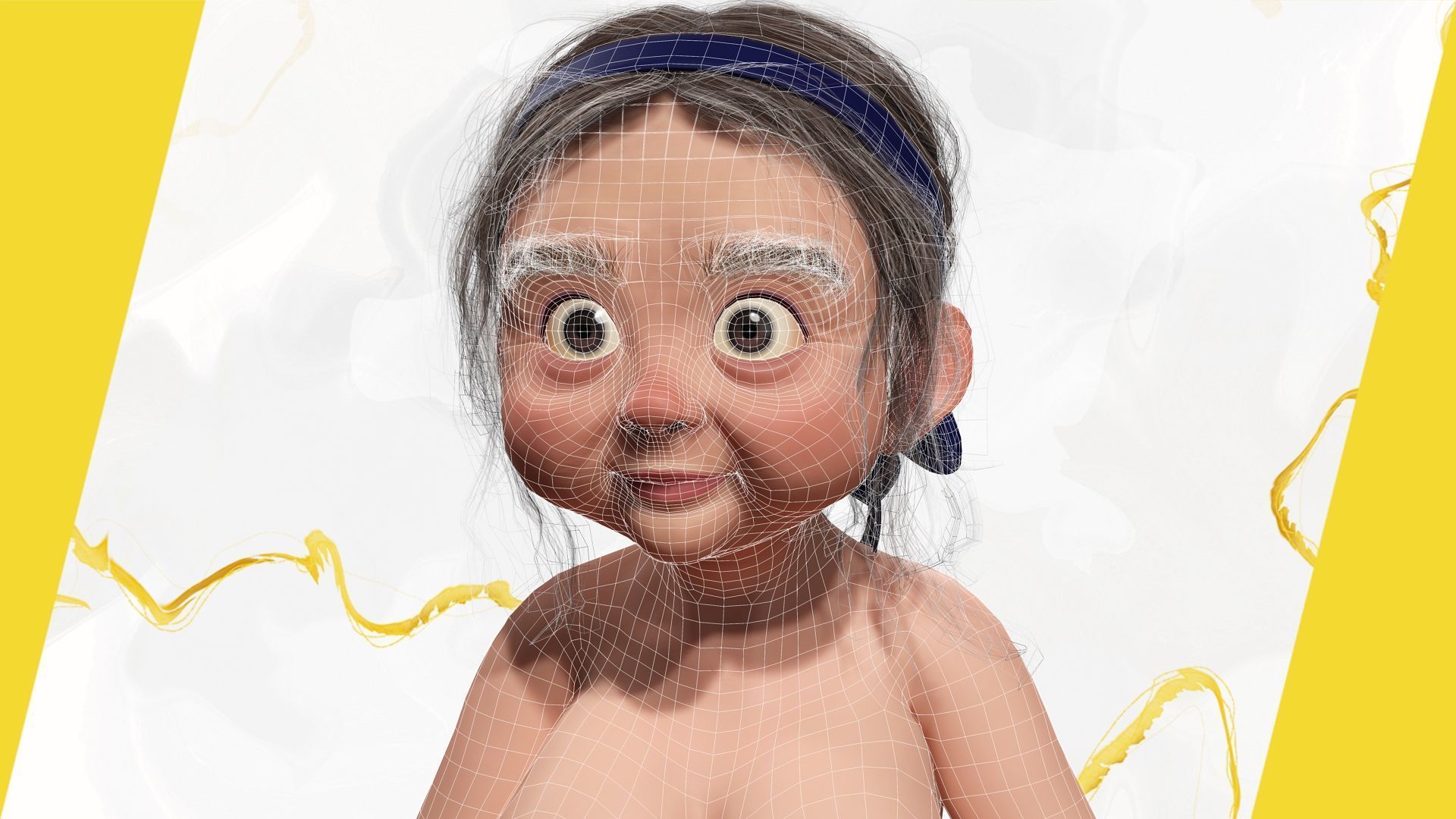 Cartoon old woman with casual clothes and glasses Low-poly 3D model_6