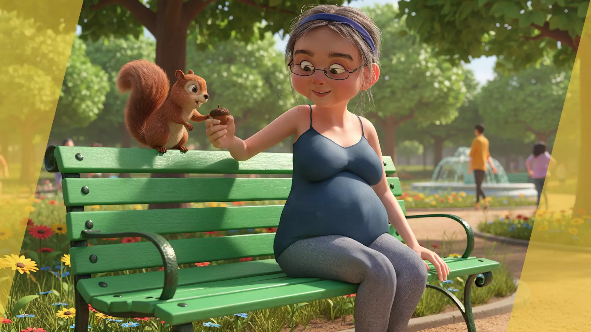 Cartoon old woman with casual clothes and glasses Low-poly 3D model_4