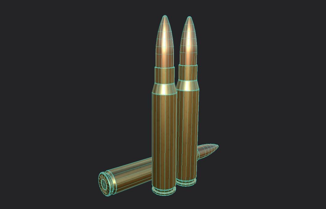 8 x 63mm Swedish Ammo Low-poly 3D model_1