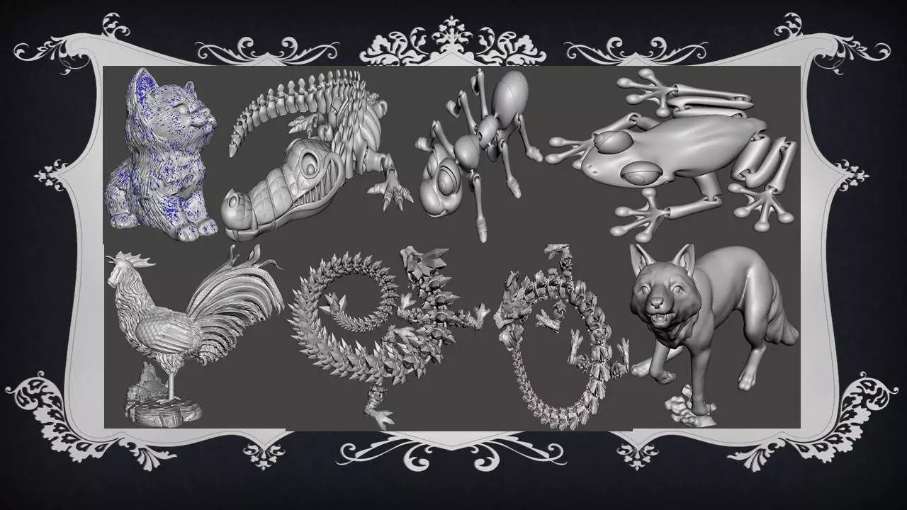  Animal Pack 04 3D Printable STL Jungle Farm Zoo Sea  3D print model_0