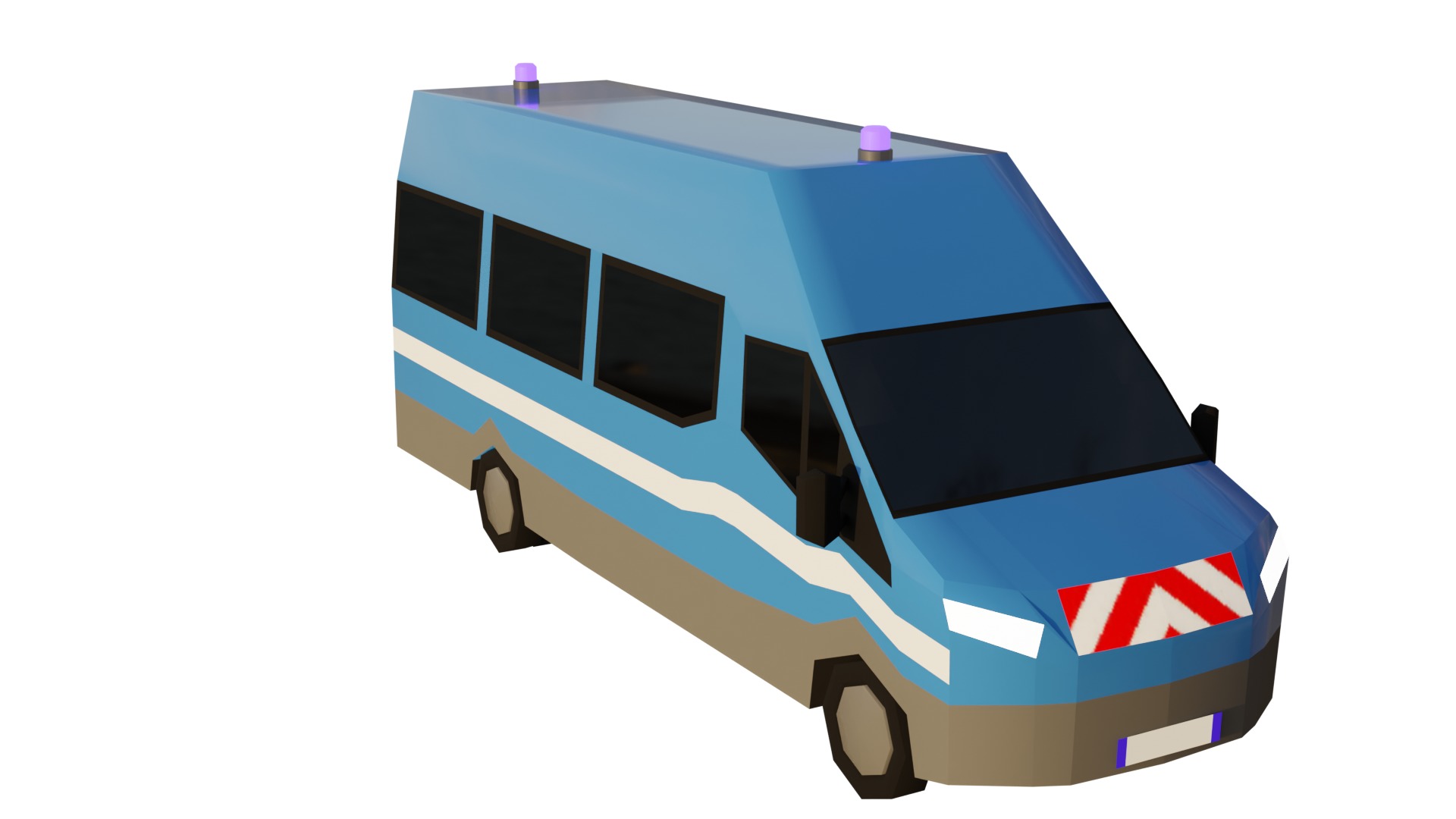 LowPoly French Service Vehicles Vinci SMUR Police Pompier Poste  Low-poly 3D model_7