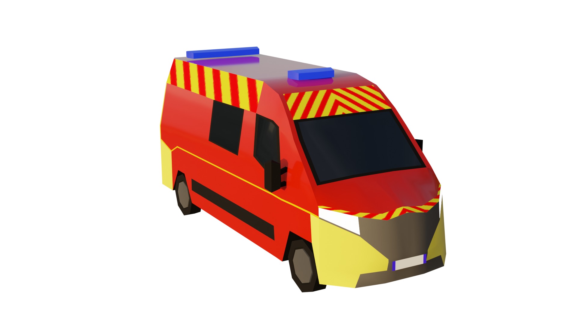 LowPoly French Service Vehicles Vinci SMUR Police Pompier Poste  Low-poly 3D model_22