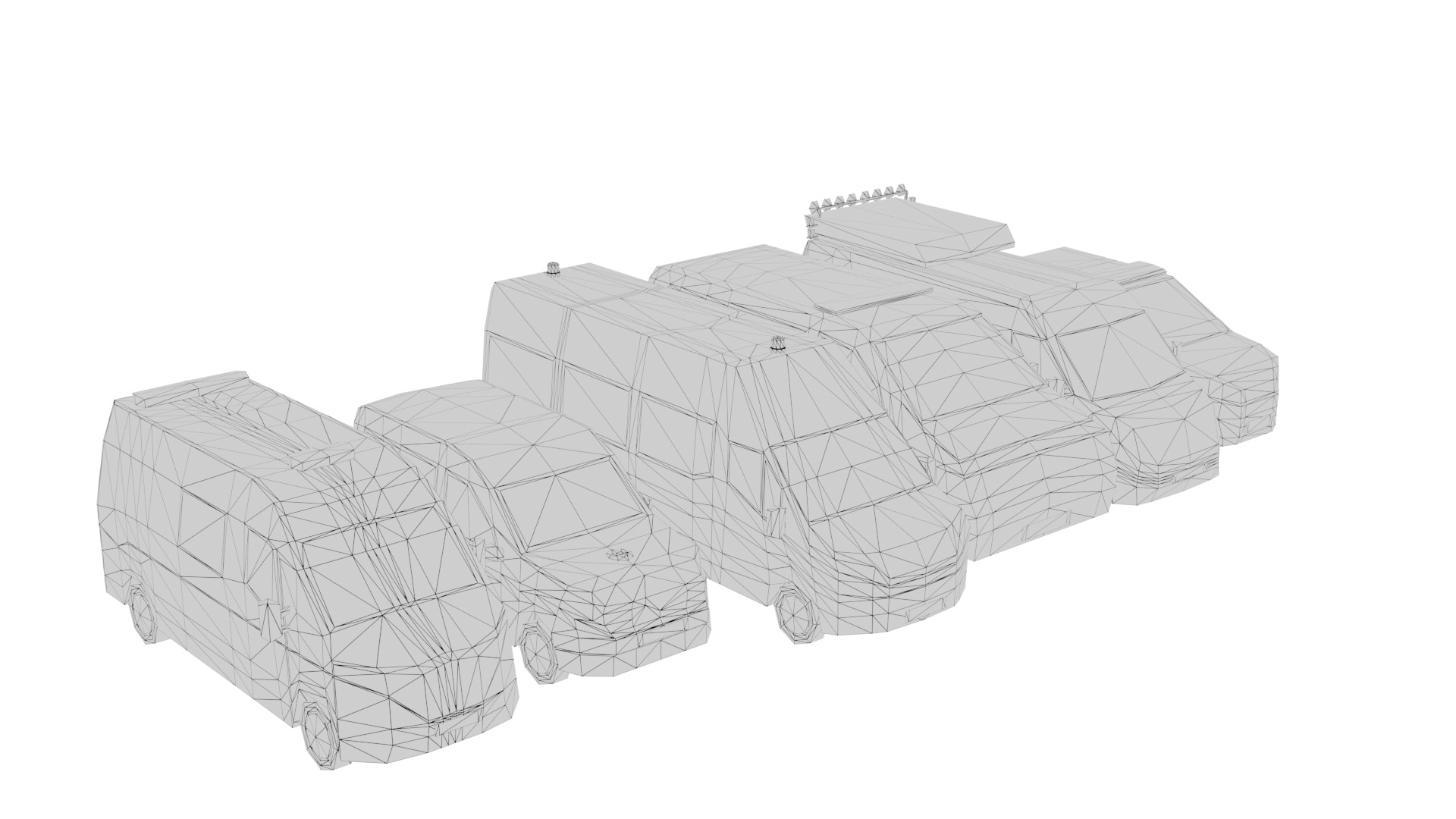 LowPoly French Service Vehicles Vinci SMUR Police Pompier Poste  Low-poly 3D model_3