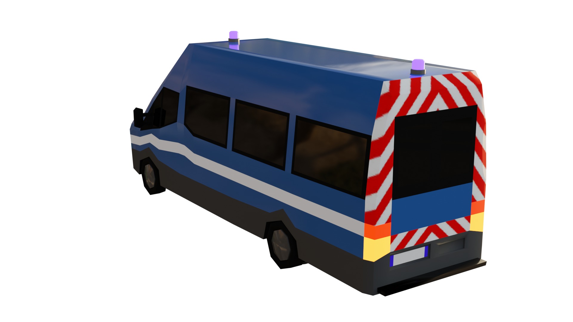 LowPoly French Service Vehicles Vinci SMUR Police Pompier Poste  Low-poly 3D model_9