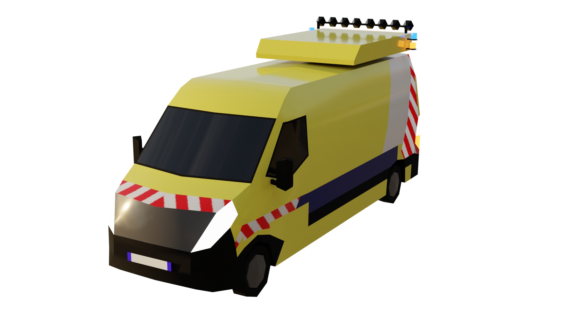 LowPoly French Service Vehicles Vinci SMUR Police Pompier Poste  Low-poly 3D model_35