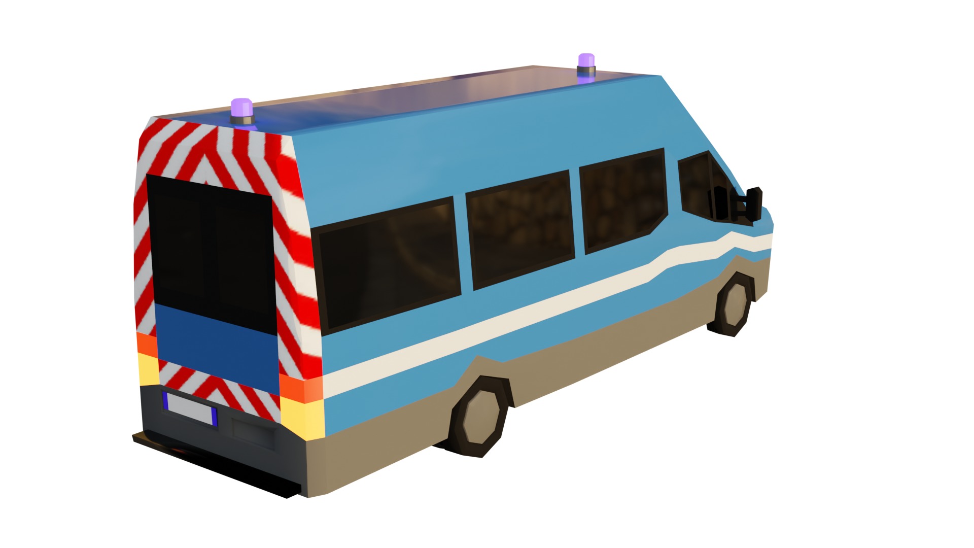 LowPoly French Service Vehicles Vinci SMUR Police Pompier Poste  Low-poly 3D model_8