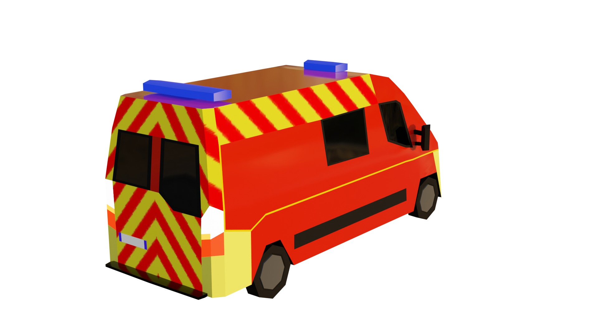 LowPoly French Service Vehicles Vinci SMUR Police Pompier Poste  Low-poly 3D model_23