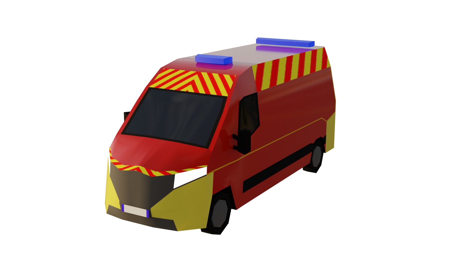 LowPoly French Service Vehicles Vinci SMUR Police Pompier Poste  Low-poly 3D model_25