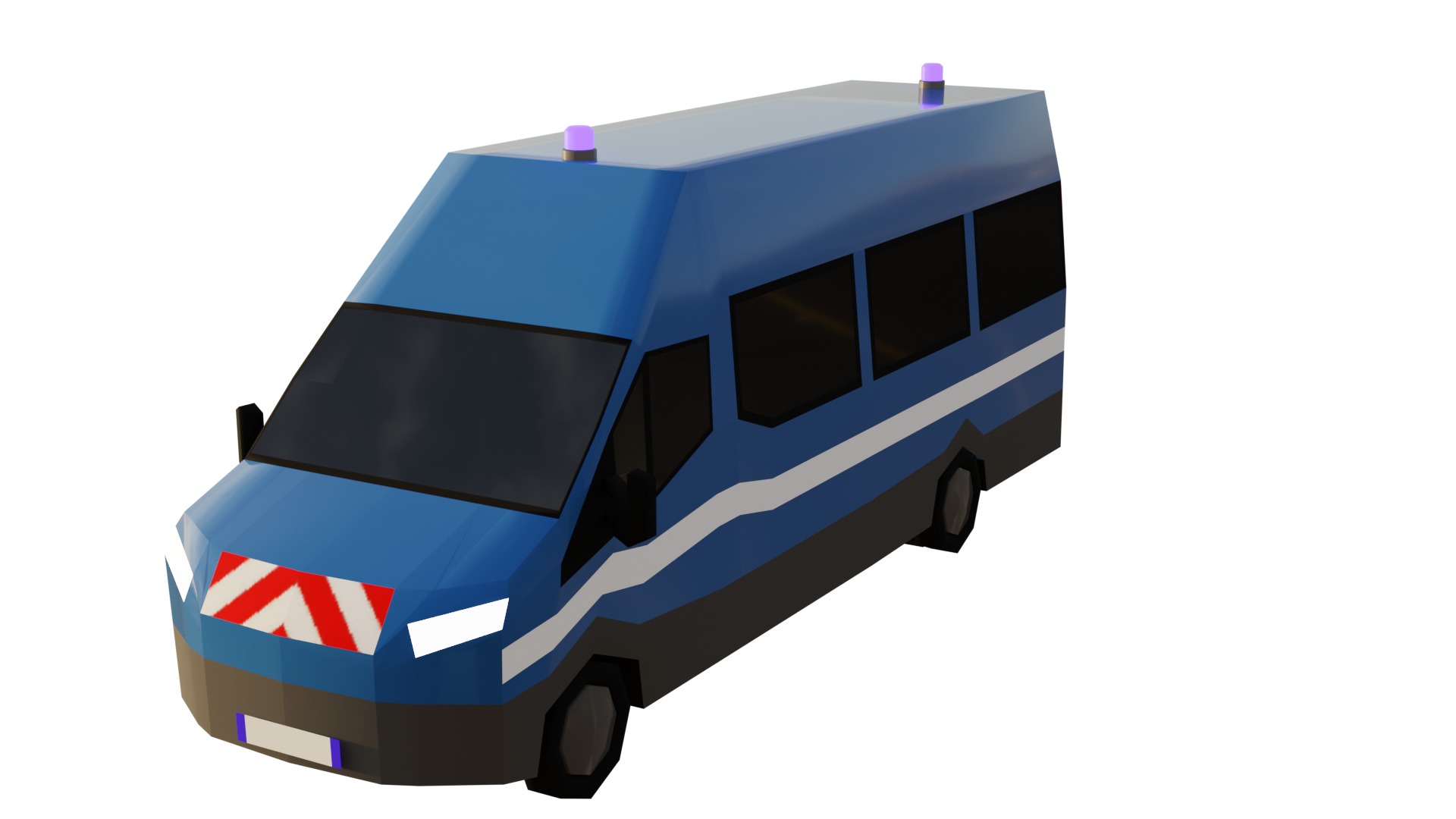 LowPoly French Service Vehicles Vinci SMUR Police Pompier Poste  Low-poly 3D model_10