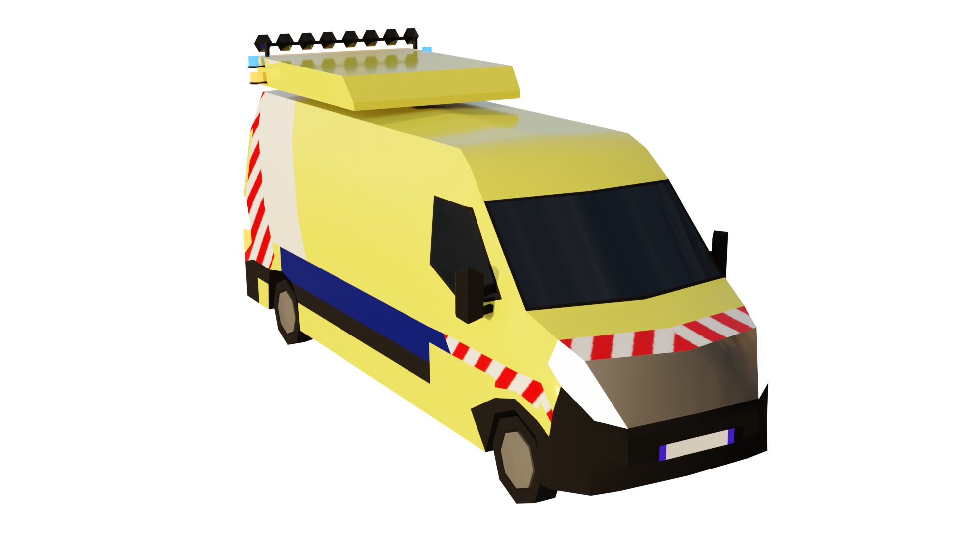 LowPoly French Service Vehicles Vinci SMUR Police Pompier Poste  Low-poly 3D model_32