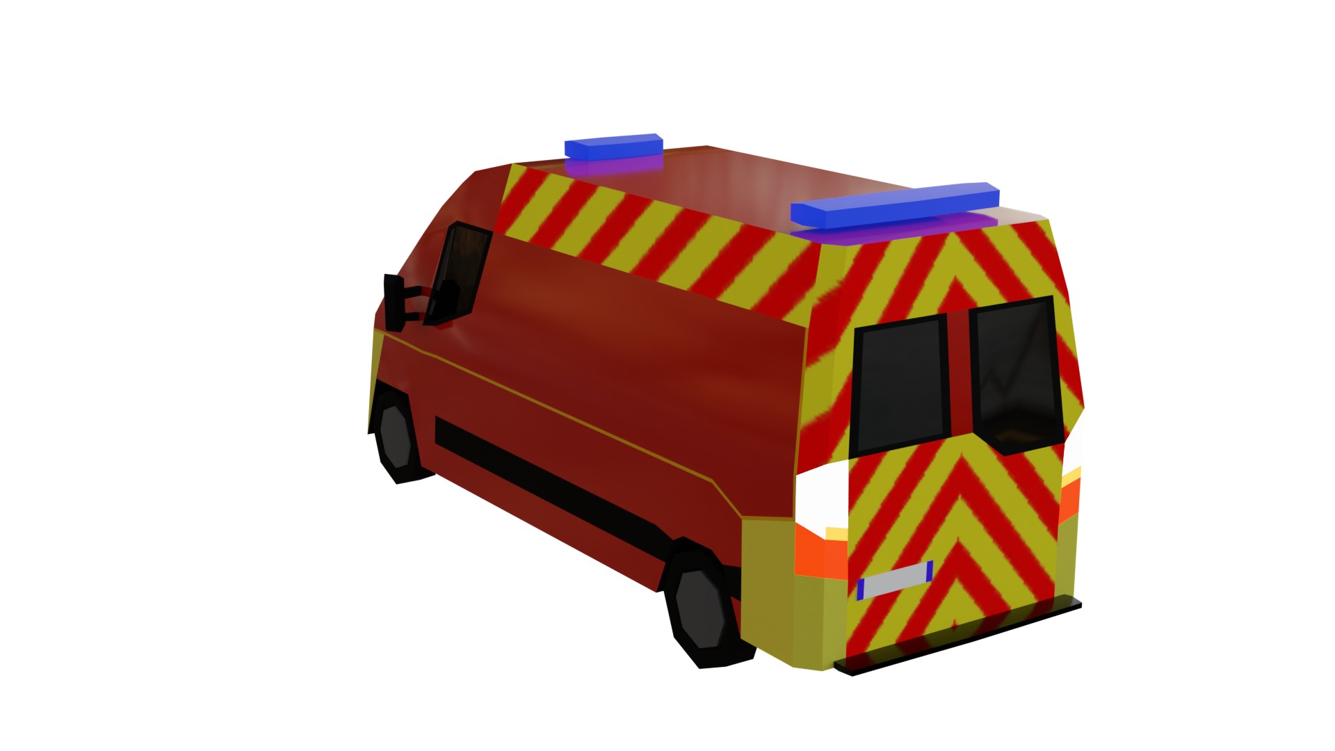 LowPoly French Service Vehicles Vinci SMUR Police Pompier Poste  Low-poly 3D model_24