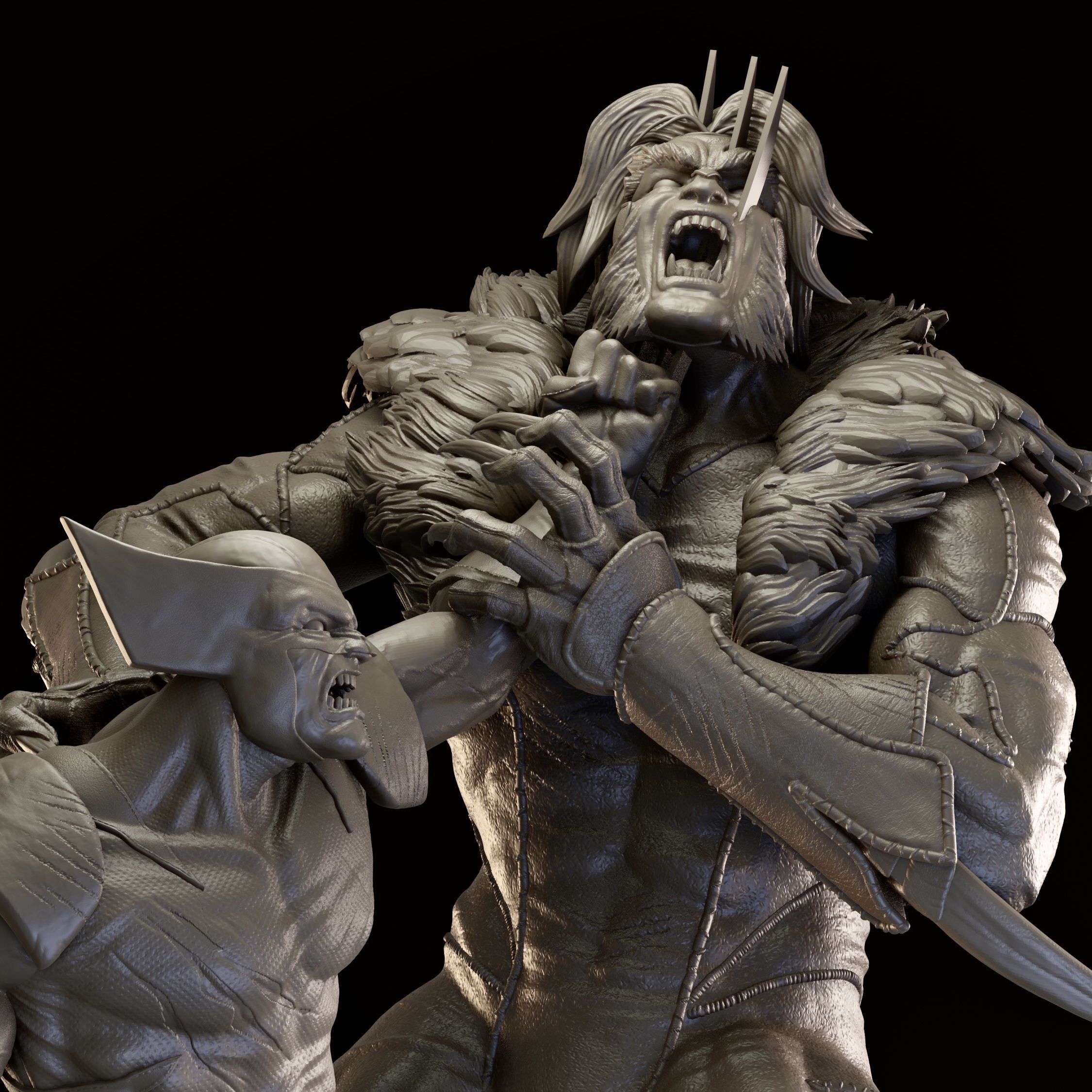 Wolverine Vs Sabertooth 3D print model_1