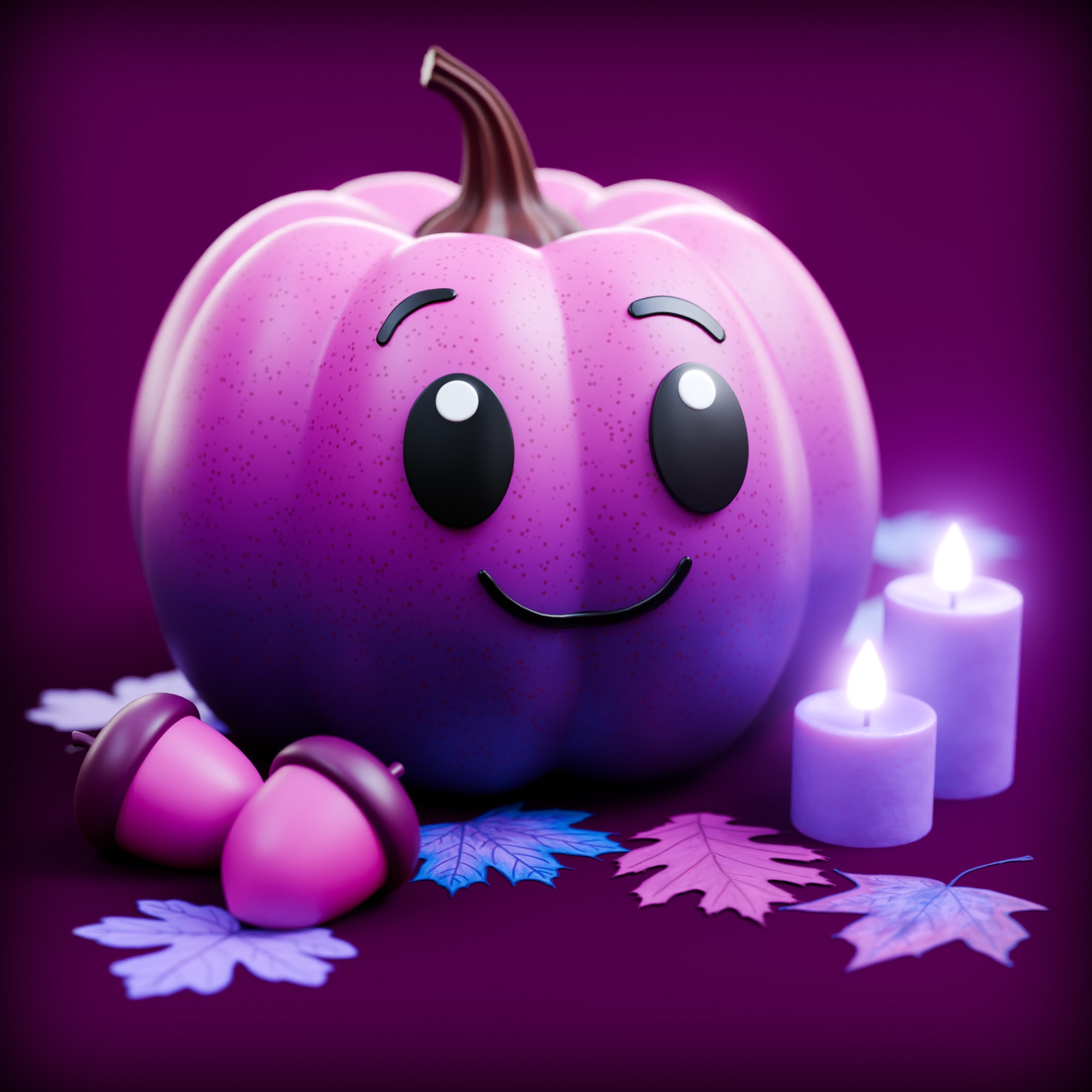 Cute Fall Pumpkin Scene 3D model_8