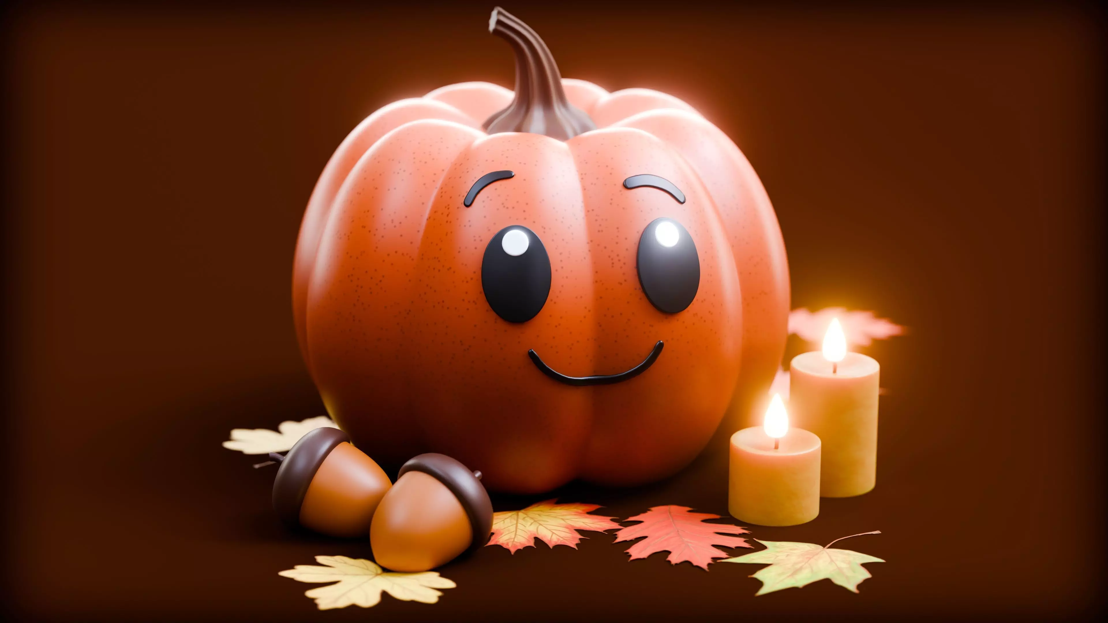 Cute Fall Pumpkin Scene 3D model_0