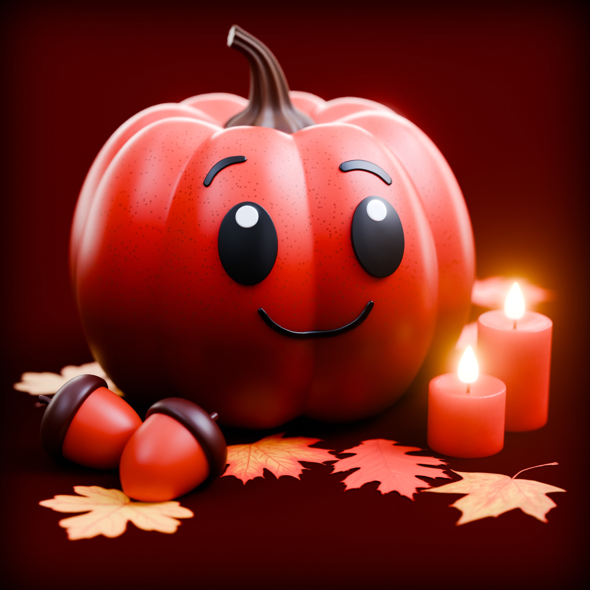 Cute Fall Pumpkin Scene 3D model_9