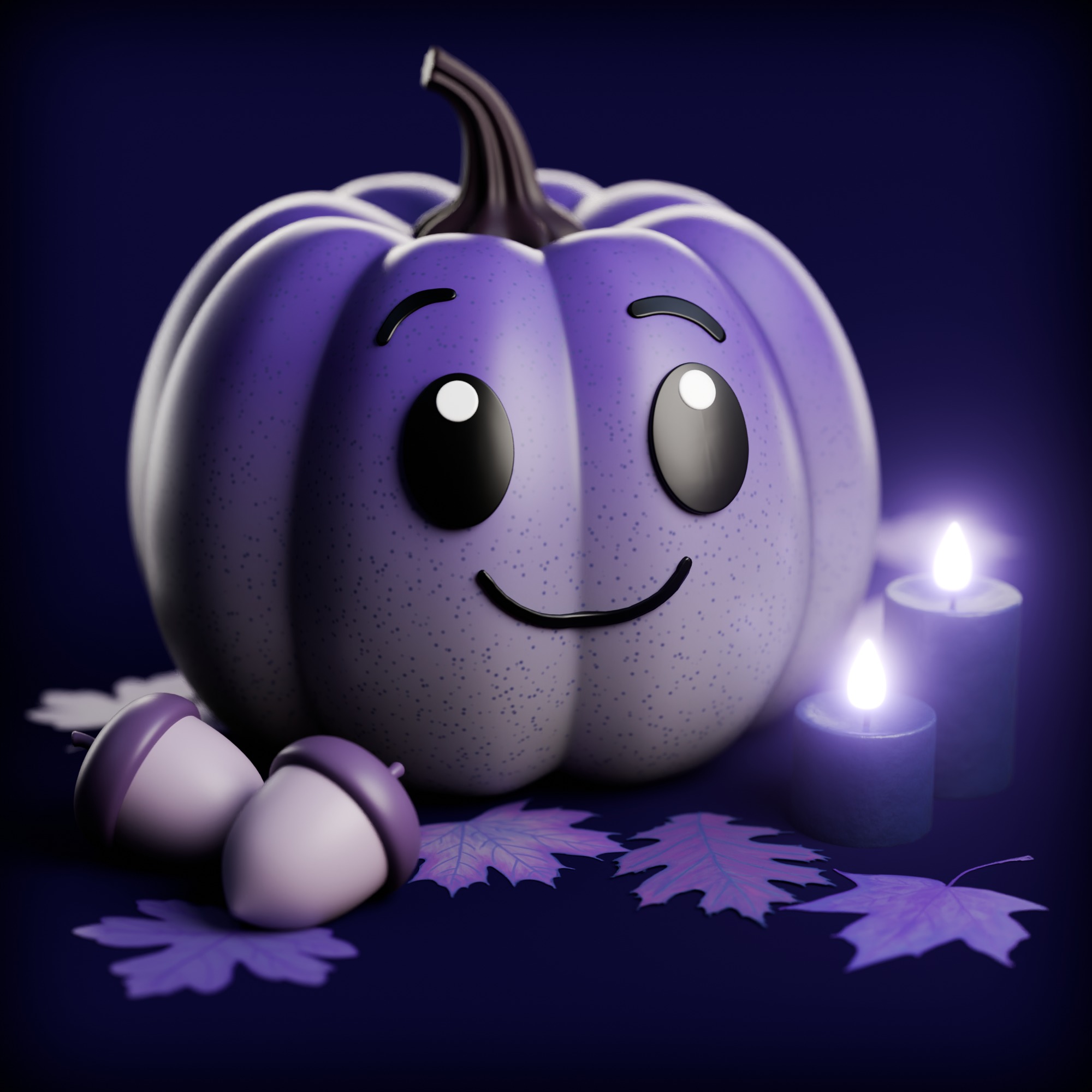 Cute Fall Pumpkin Scene 3D model_6