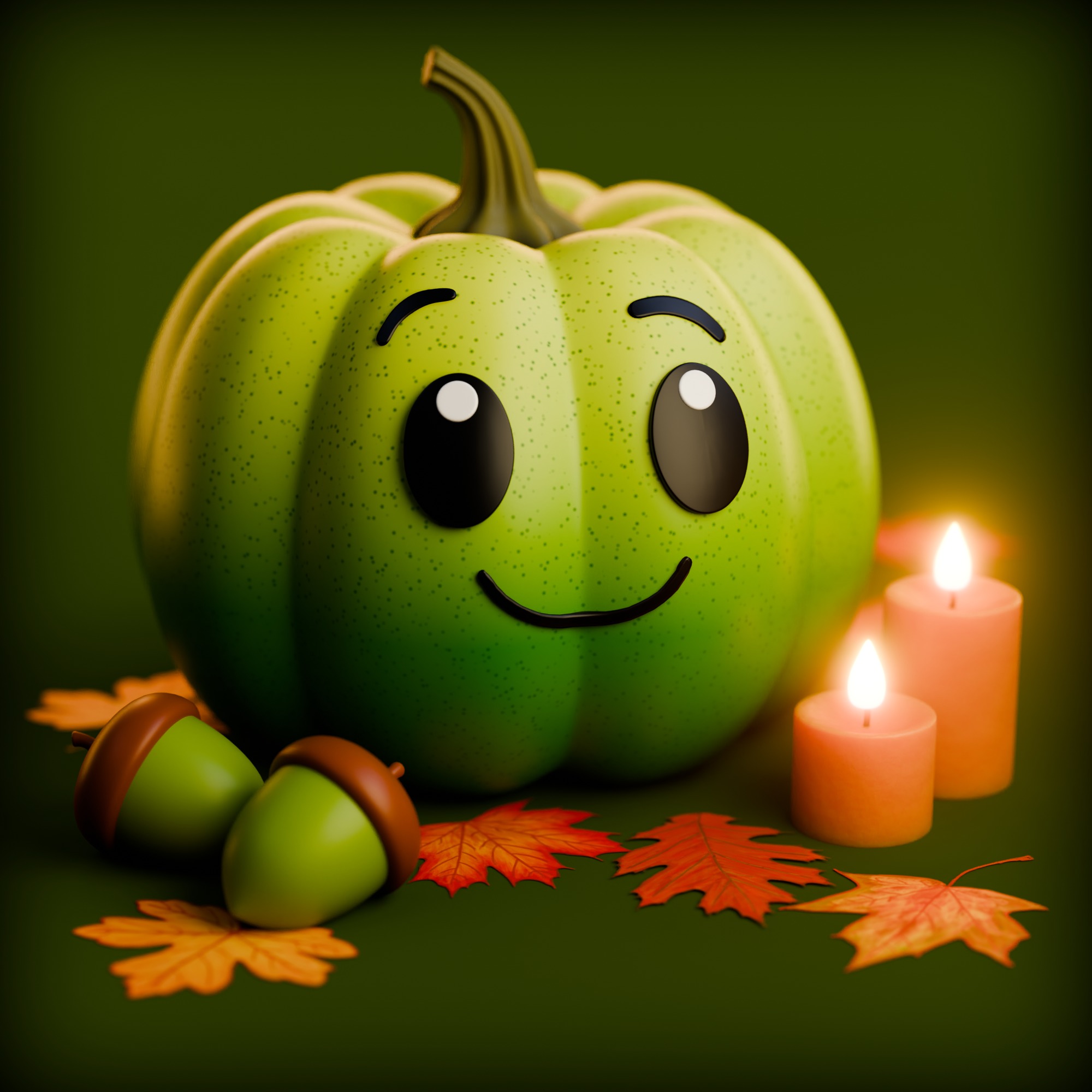 Cute Fall Pumpkin Scene 3D model_4