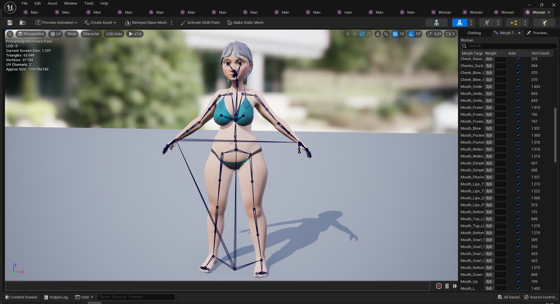 Curvy old lady character in swimsuit bikini Low-poly 3D model_29