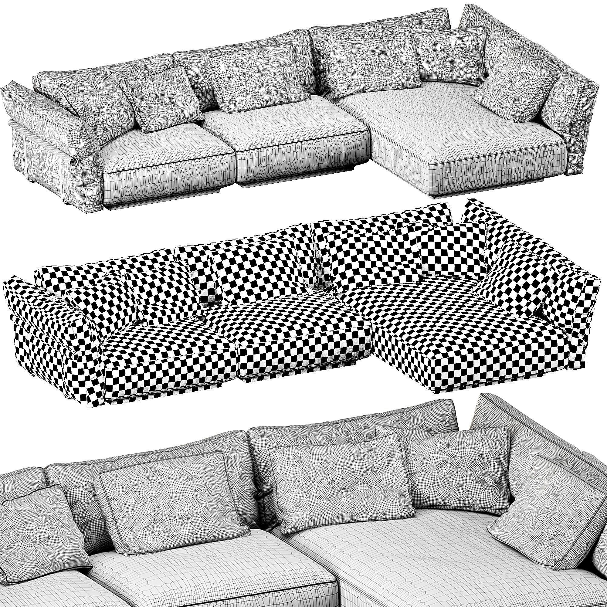 Flexform Camelot Chaise Lounge 3D model_13