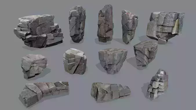 cliff rocks   Low-poly 3D model