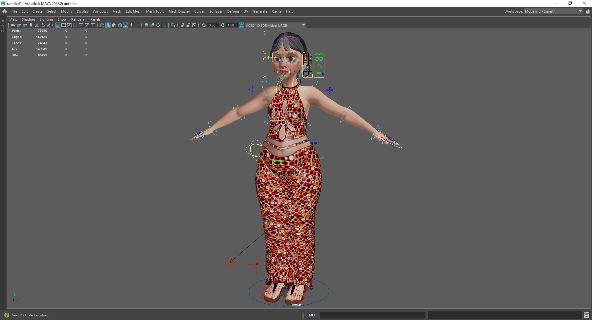 Stylized Elderly Woman in Retro Outfit Low-poly 3D model_22