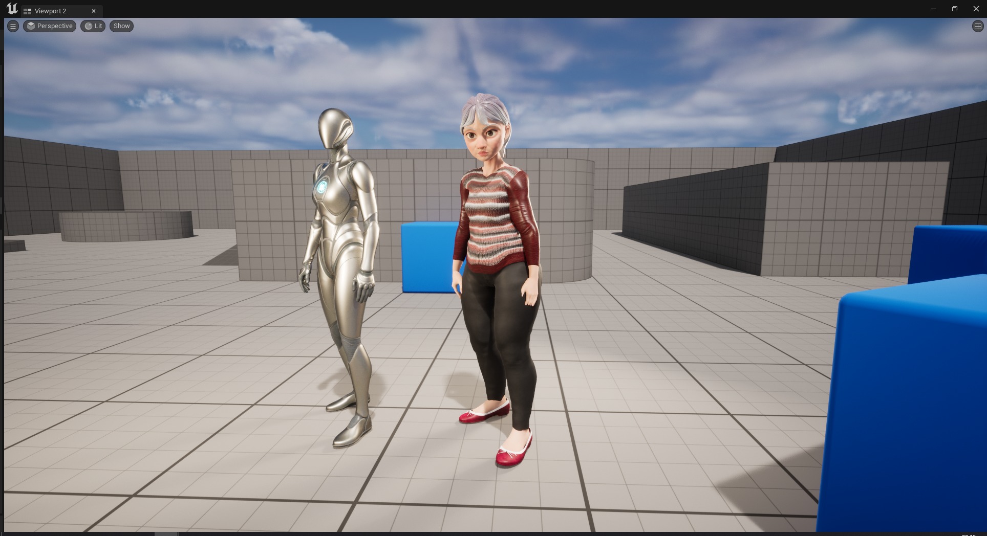 Stylized Elderly Woman in Retro Outfit Low-poly 3D model_26