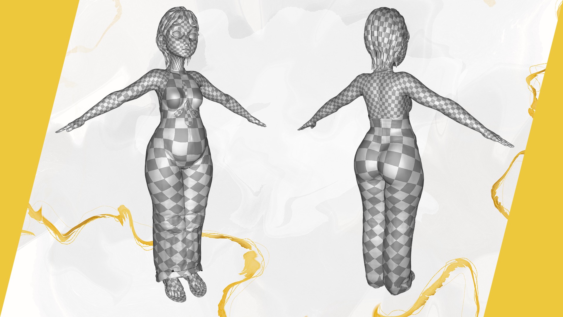 Stylized Elderly Woman in Retro Outfit Low-poly 3D model_28