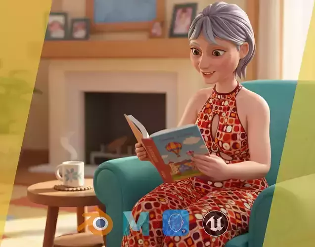 Stylized Elderly Woman in Retro Outfit Low-poly 3D model Stylized Elderly Woman in Retro Outfit Low-poly 3D model