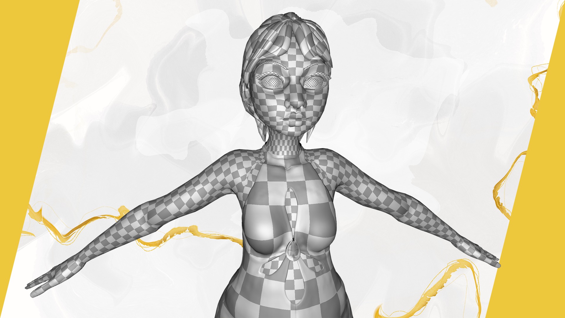 Stylized Elderly Woman in Retro Outfit Low-poly 3D model_29