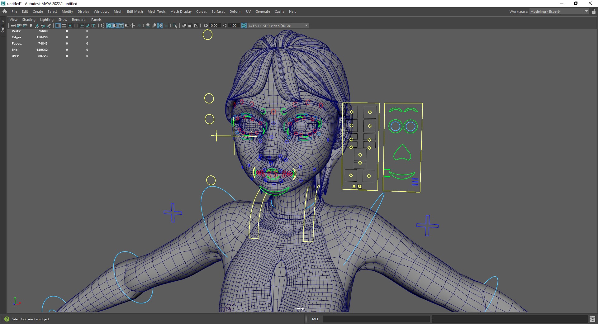 Stylized Elderly Woman in Retro Outfit Low-poly 3D model_24