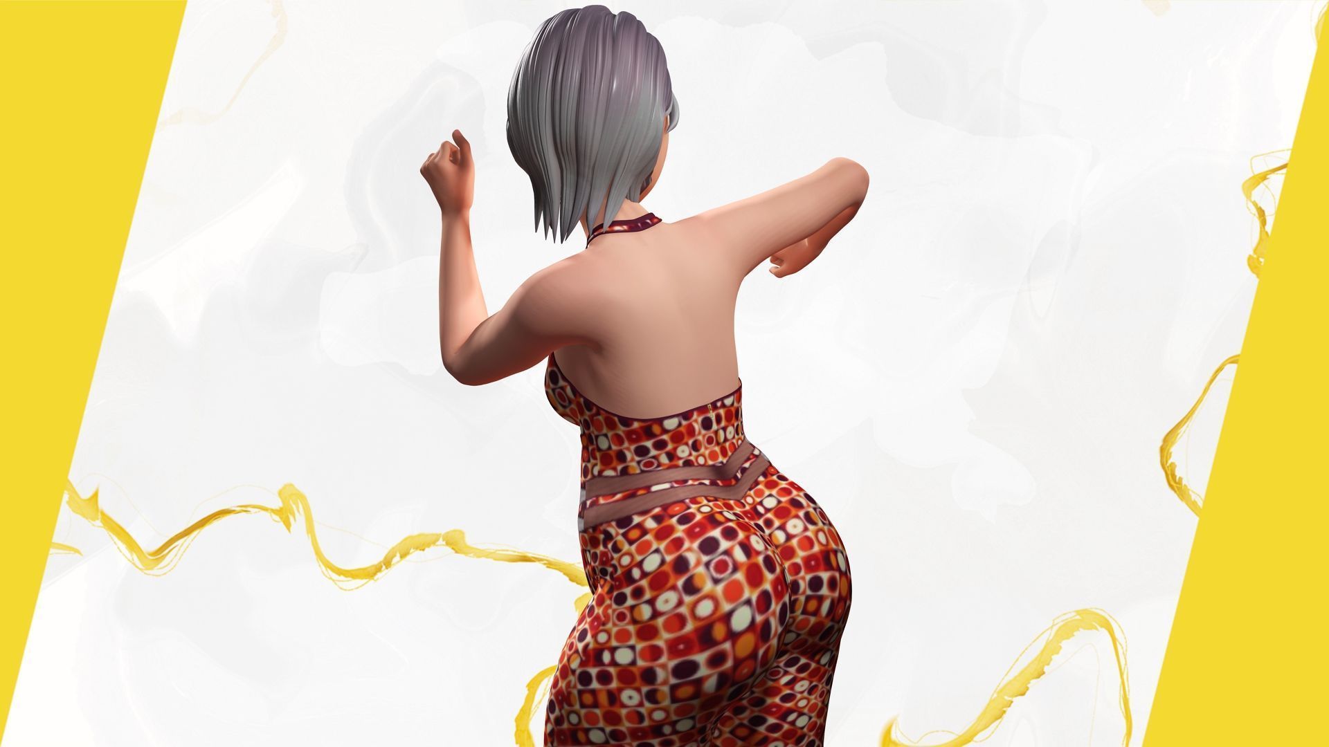 Stylized Elderly Woman in Retro Outfit Low-poly 3D model_15